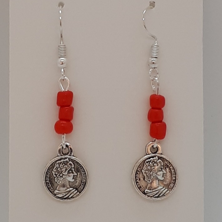 Silver Charm Seed Bead Earrings SKU ESCS0003R030 Silver Charm Seed Bead Earrings SKU ESCS0003R030