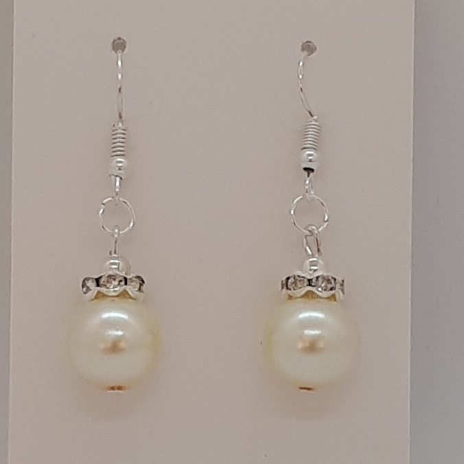 Earrings-Silver-Glass-Pearl-(W)-R30 Earrings-Silver-Glass-Pearl-(W)-R30