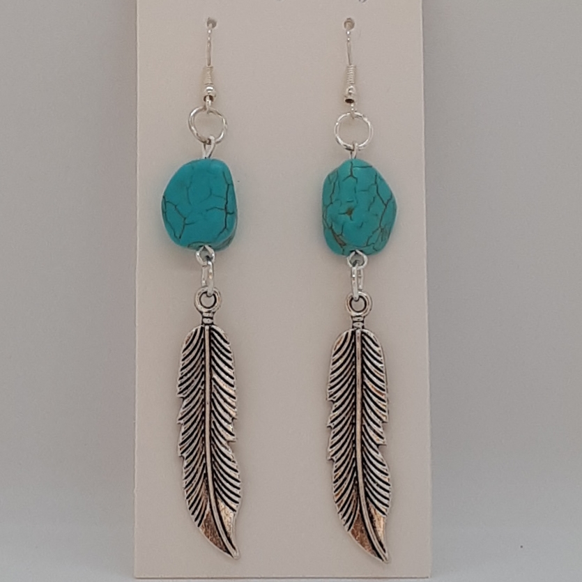 Silver Turquoise Feather Earrings-1 for R30 Silver Turquoise Feather Earrings-1 for R30