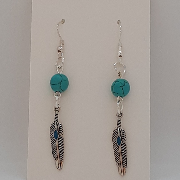 Silver Turquoise Feather Earrings-3 for R30 Silver Turquoise Feather Earrings-3 for R30