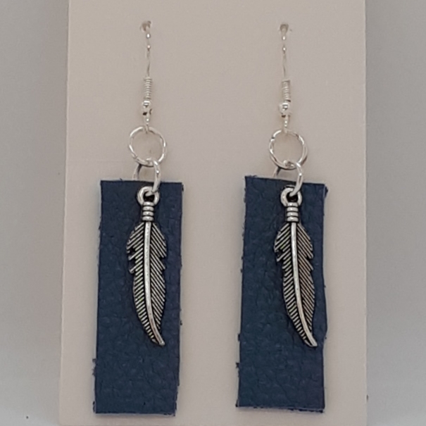 Earring-Leather-Feather-Denim-R40