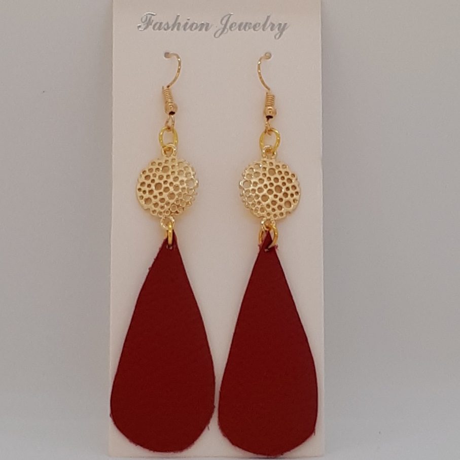 Earring-Leather-Red-R40 Earring-Leather-Red-R40