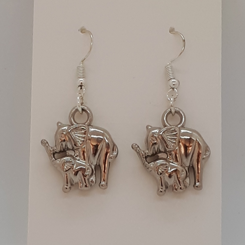 Earring-Silver-Charm-Mom-Baby-Ele-R30