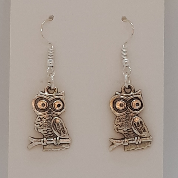 Earring-Silver-Charm-Owl-R30