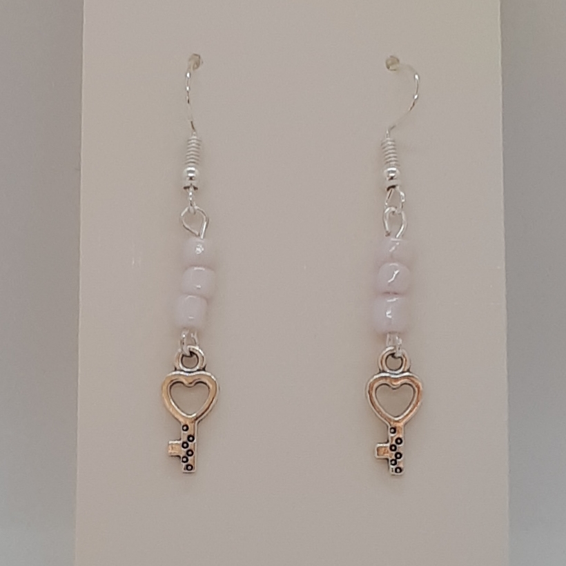 Earrings-Silver-Charm-Key-R30