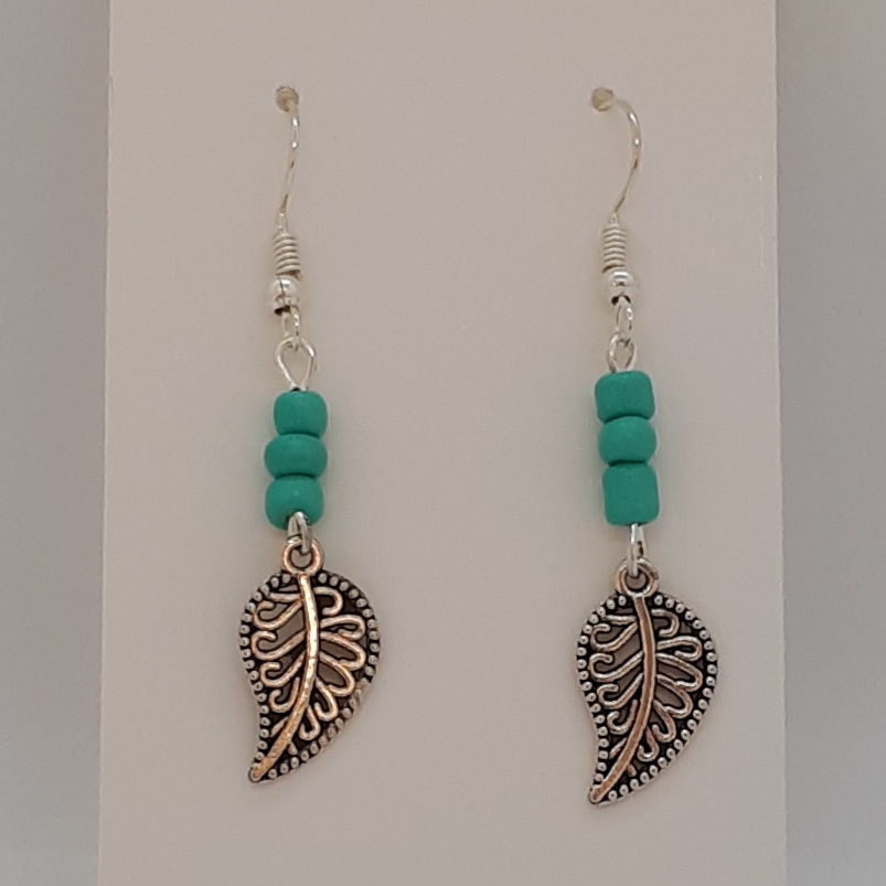 Earrings-Silver-Charm-Leaf-R30