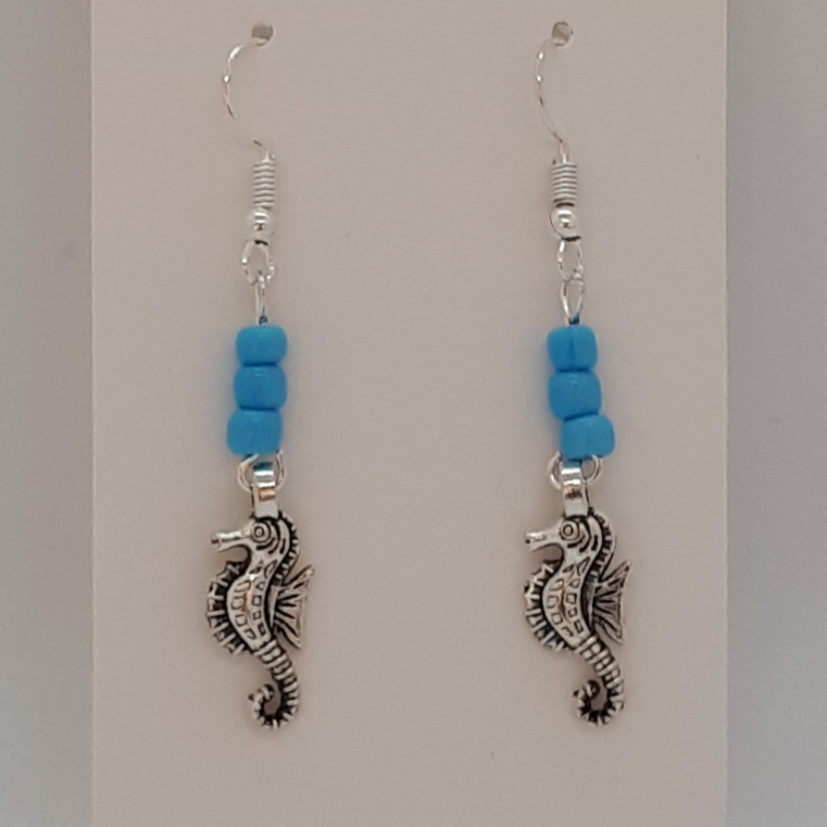 Earrings-Silver-Charm-Sea-Horse-R30