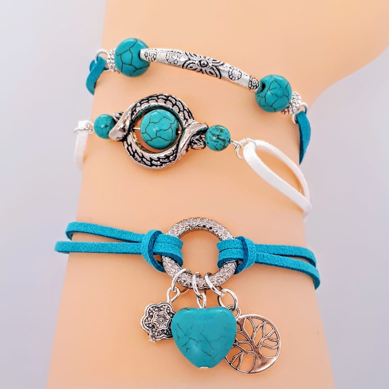 Bracelet-Chord-SilverCharm-TourmalineHeartCollection2