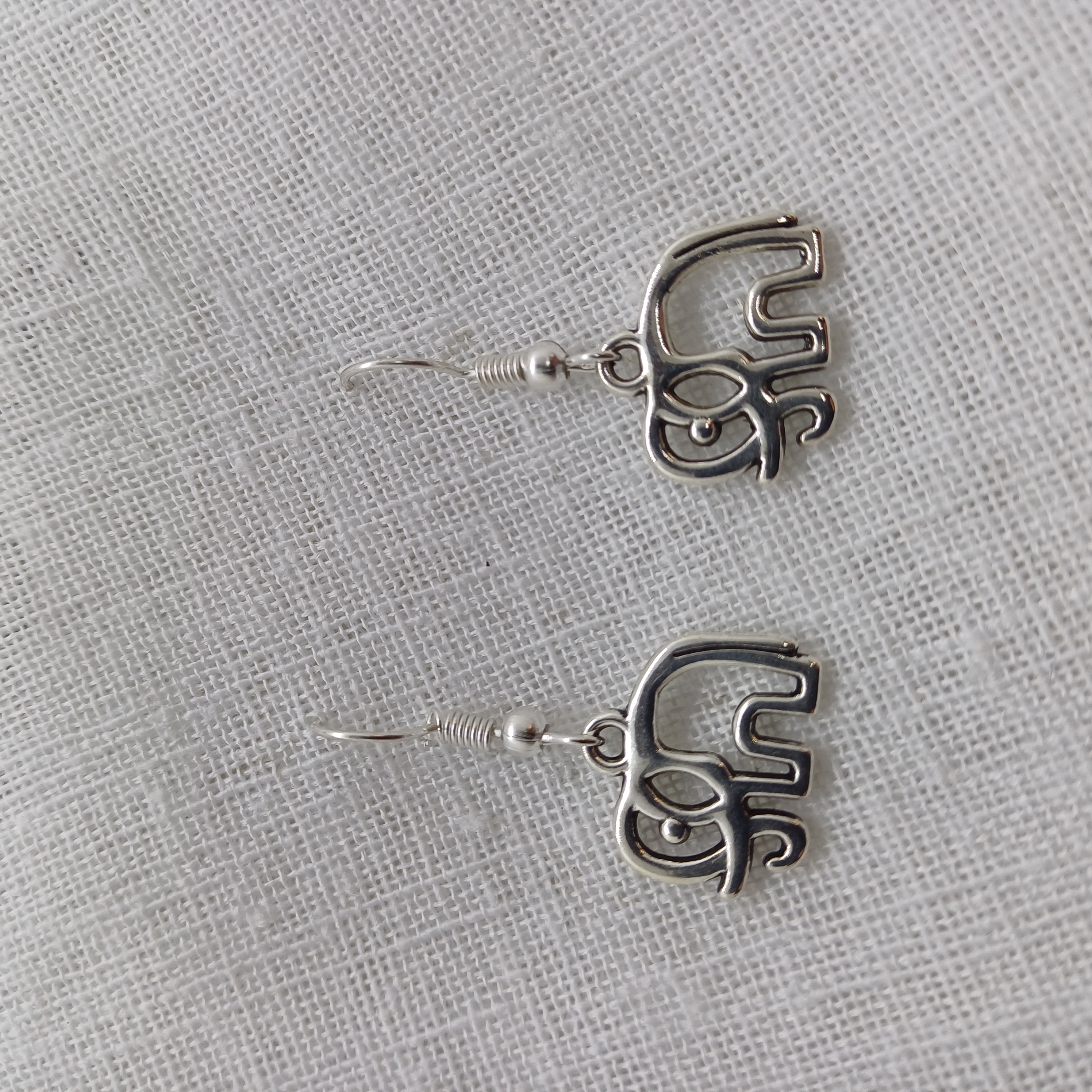 Silver Elephant Charm Earring